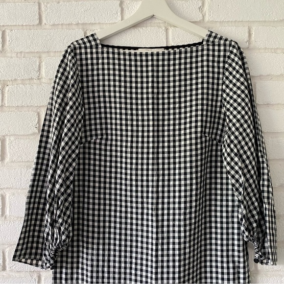 Tibi Black White Gingham Print Shift Dress Checkered Women’s Size 4 - Picture 3 of 12